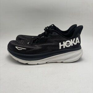 Hoka One One Women’s 10.5 Black White Clifton 9 Lace Up Running Athletic Sneaker